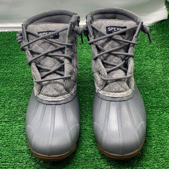 Sperry Duck Boot Women's Size 6.5 M Grey Syren Gulf Quilted Waterproof Rubber - Picture 8 of 9